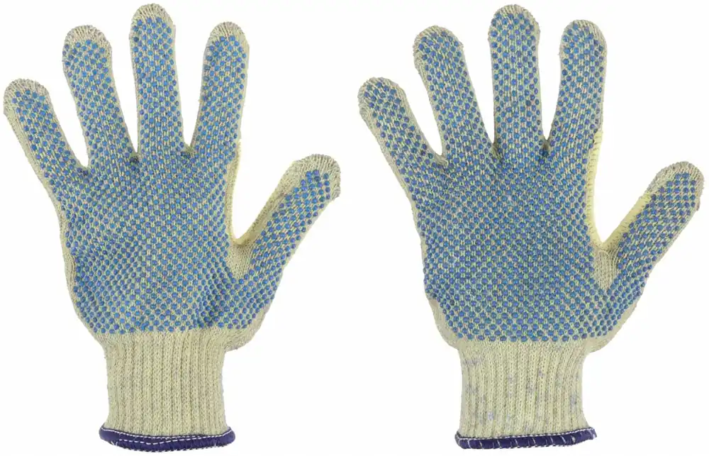 MCR Safety 93859M Cut-Resistant Gloves, M (8), ANSI Cut Level A7, Kevlar, PVC Dotted Full Coating, 7 ga, Blue/Yellow, 12 PK