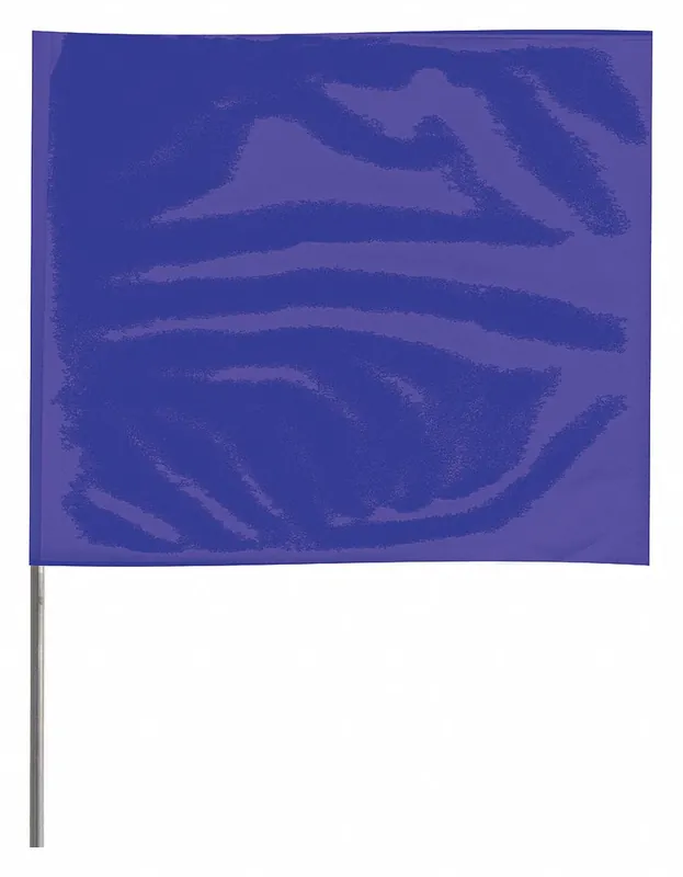Approved Vendor 4521B-200 Marking Flag 4x5 in 21 in Wire Staff Blank Solid Vinyl Blue 100PK
