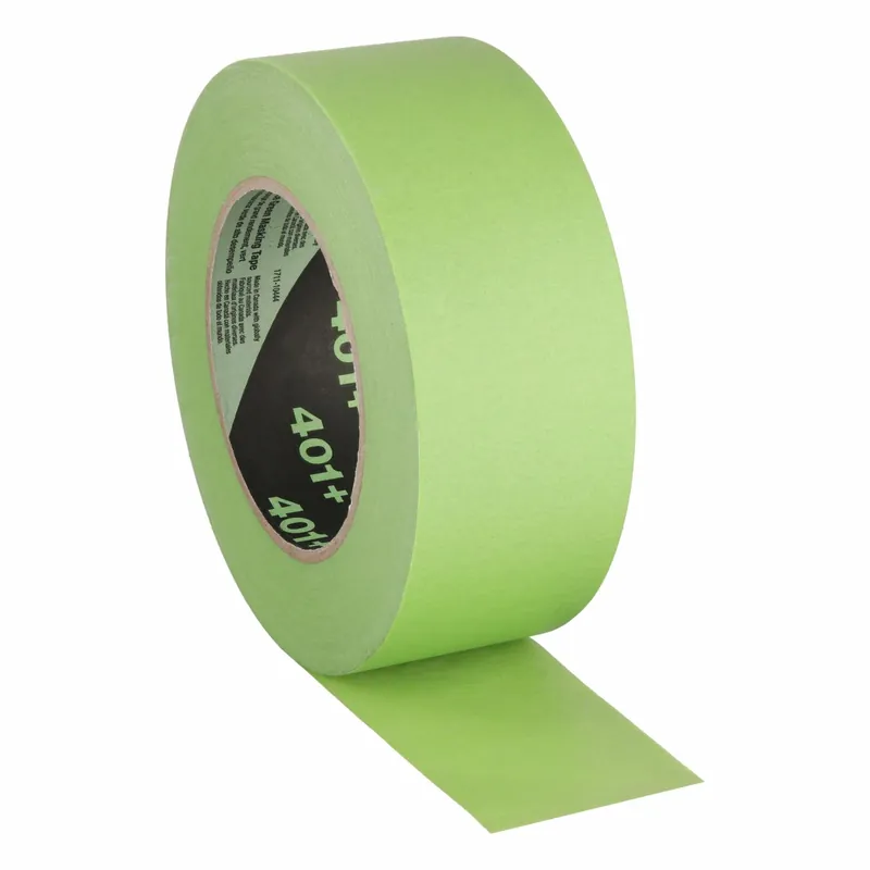 3M 401+ Painter‘s Tape, 1 7/8 in Wd, 60 yd Lg, 6.7 mil Thick, Green, Crepe Paper, Rubber, Indoor, 12 PK