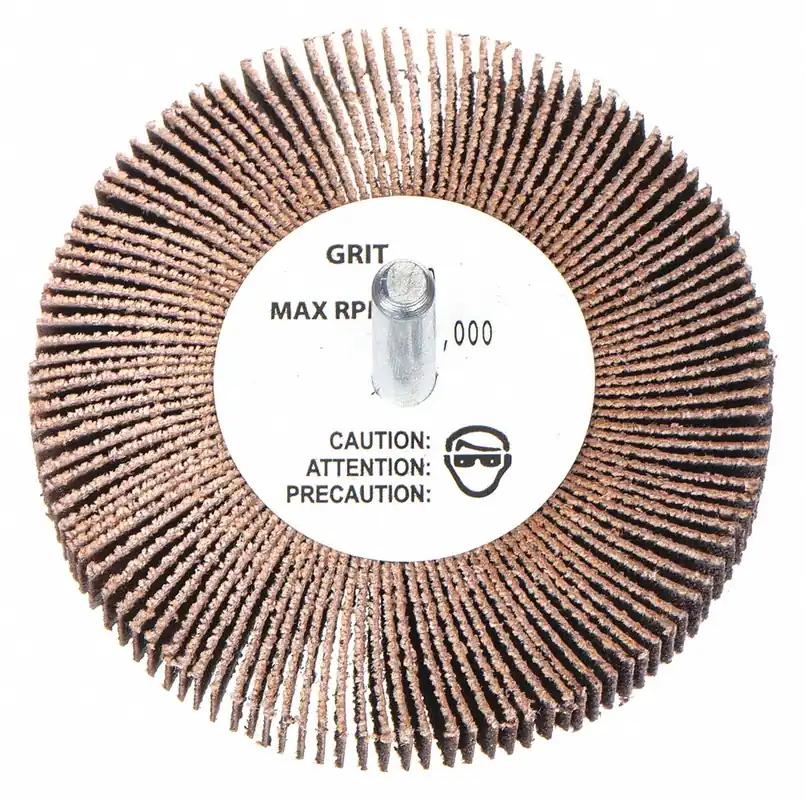 Merit 08834137471 Flap Wheel, 3/8 in Dia x 3/8 in W, 1/8 in Straight-Shank, Aluminum Oxide, P80 Grit, R369