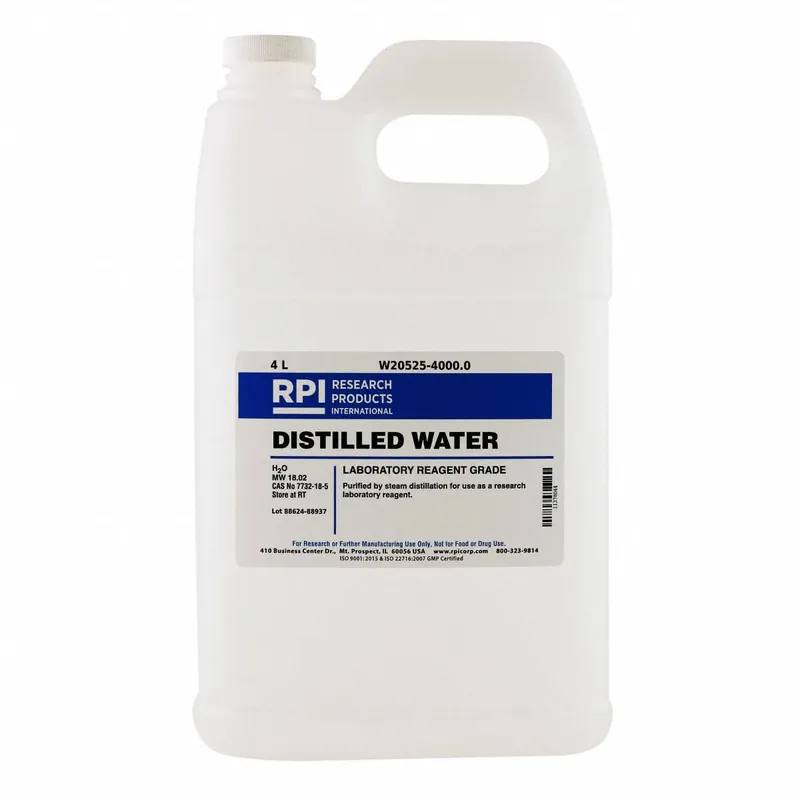 RPI W20525-4000.0 Water - Distilled, Lab, 4 L, Liquid, 18 mo Shelf Life