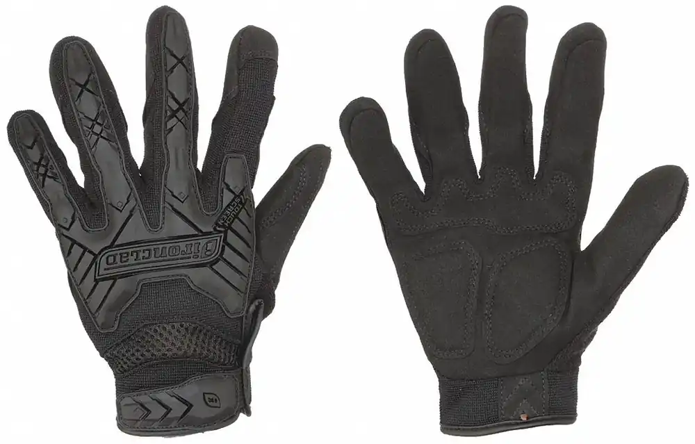 Ironclad IEXT-IBLK-03-M Tactical Gloves, Medium, Black, Nylon Palm, Hook-and-Loop, ANSI Cut Level A2