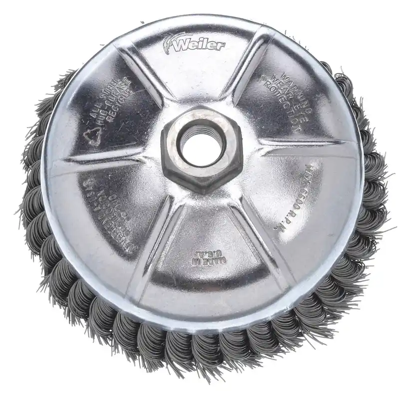 Weiler 94081 Cup Brush, Twisted Steel, 2-3/4 in Dia, 0.02 in Fill Dia, M10 x 1.25 Arbor