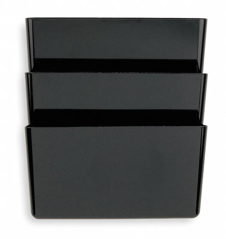 Officemate 26092 Wall File, 3 Compartments, Plastic, Black, Screw In, Mounting Hardware Included, 3 PK