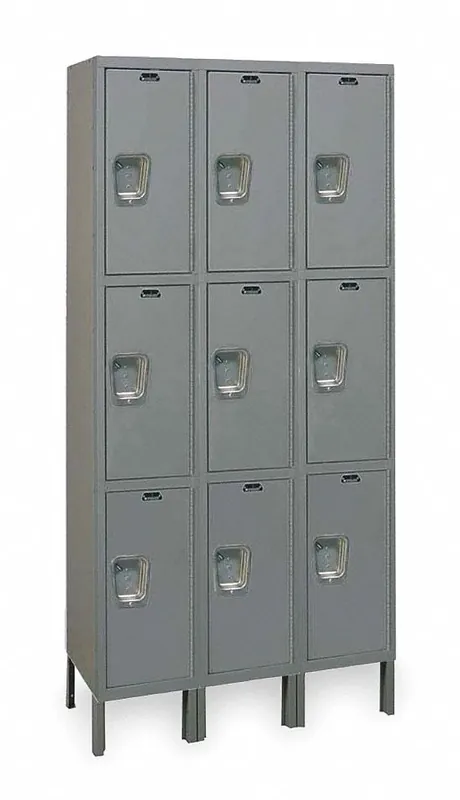 Hallowell UY3258-3A-HG Wardrobe Locker, 36 x 15 x 78 in, Solid, 3 Tiers, 3 Wide, Padlock Hasp, Steel, Dark Gray