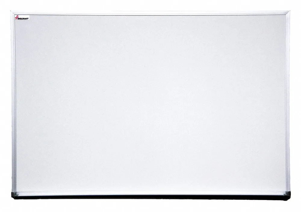 Skilcraft 7110-01-484-1756 Dry Erase Board, Melamine, Framed, Aluminum Frame, 36 in W x 24 in H, White