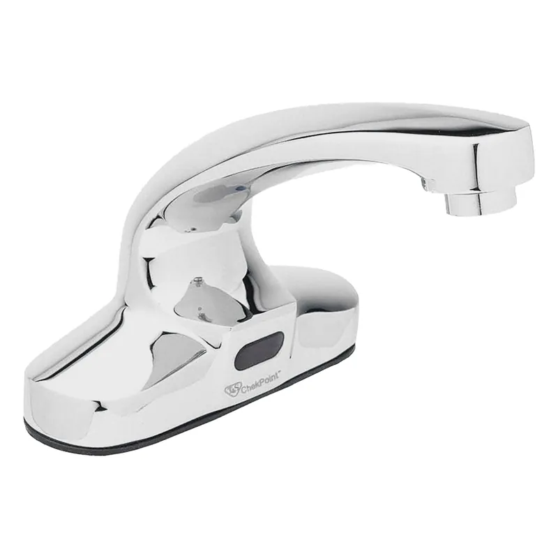 T&S Brass EC-3103 Bathroom Sensor Faucet, Checkpoint, Brass, Chrome, Centerset Deck Mount, Arc, Battery, 2.2 gpm