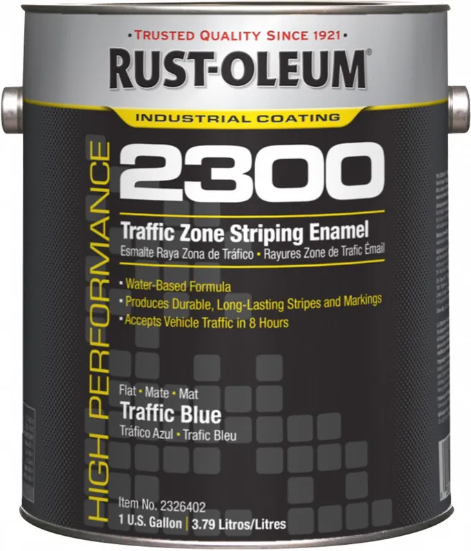 Rust-Oleum 2326402 High Performance 2300 Traffic Zone Striping Paint, 1 gal, Traffic Blue, Water-Based, Acrylic