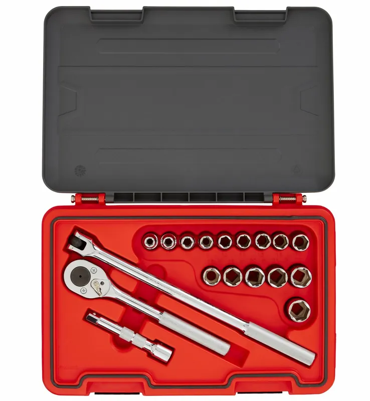 Proto J54218S Socket Set, 1/2 in Drive, 18 Piece Metric, 9 mm to 23 mm, Chrome
