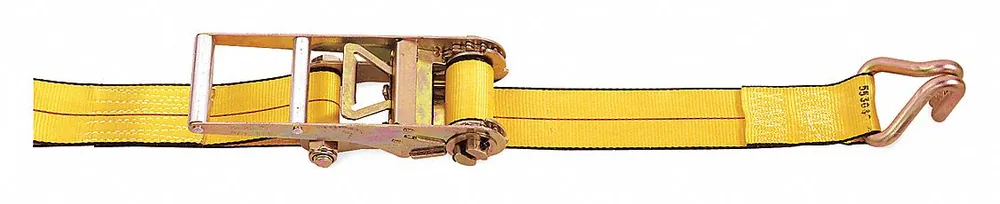 Kinedyne 552736GRA Tie Down Strap, Ratchet, Wire-Hook, 3 in W x 27 ft L, 5,400 lb WLL, Yellow, Polyester, Extended Handle
