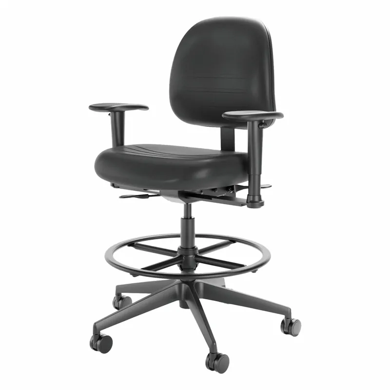 Cramer RPMH2-252-2B Rhino Plus Intensive Task Chair, Adjustable Arms, 350 lb Capacity, 22-3/4 in to 33-1/4 in Seat Ht, Black Polyurethane