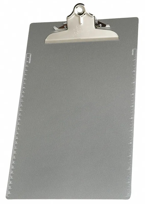 Ability One 7520-01-439-3398 Clipboard, Legal, 15 in x 9 in, Aluminum, Silver, Butterfly Clip, 1 in Capacity