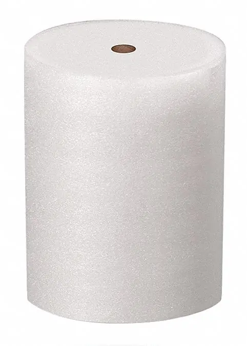 KV56KZ27 Packing Foam Roll, 3/32 in Thk, 48 in Wd, 750 ft Lg, White, Perforated