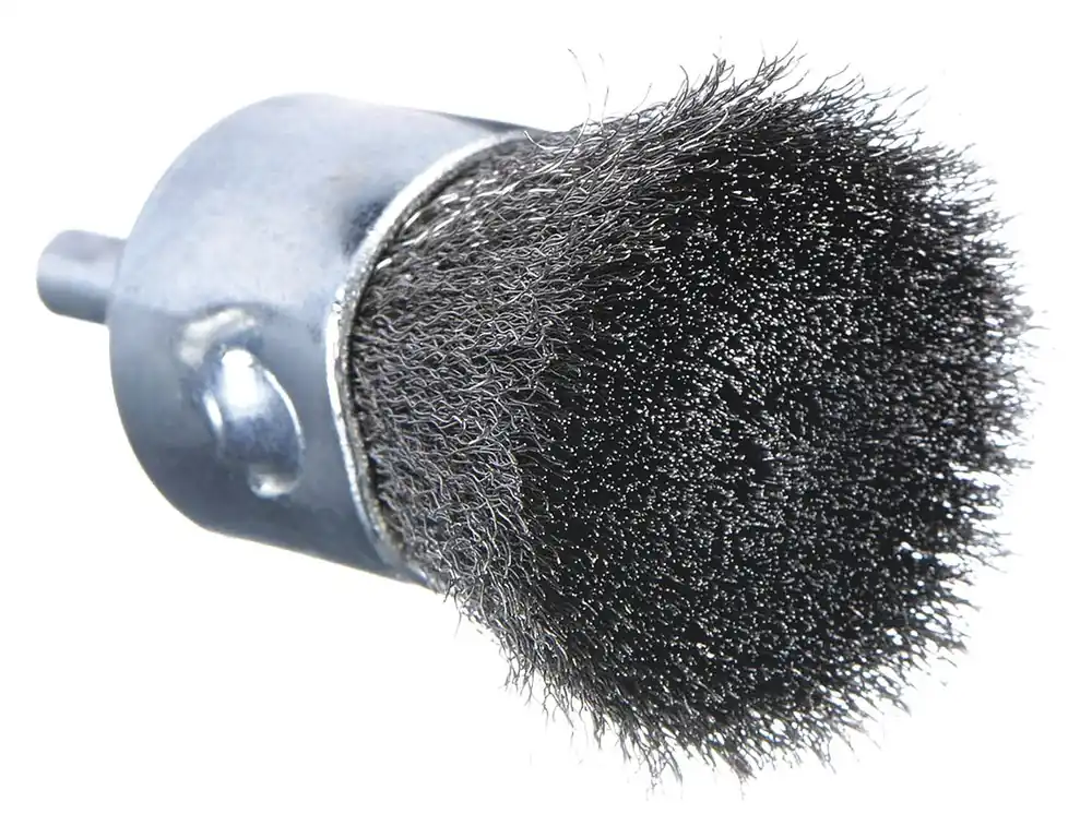 Weiler 90190 End Brush, Crimped Stainless Steel, 1 in Brush Dia, 0.01 in Fill, 1/4 in Shank
