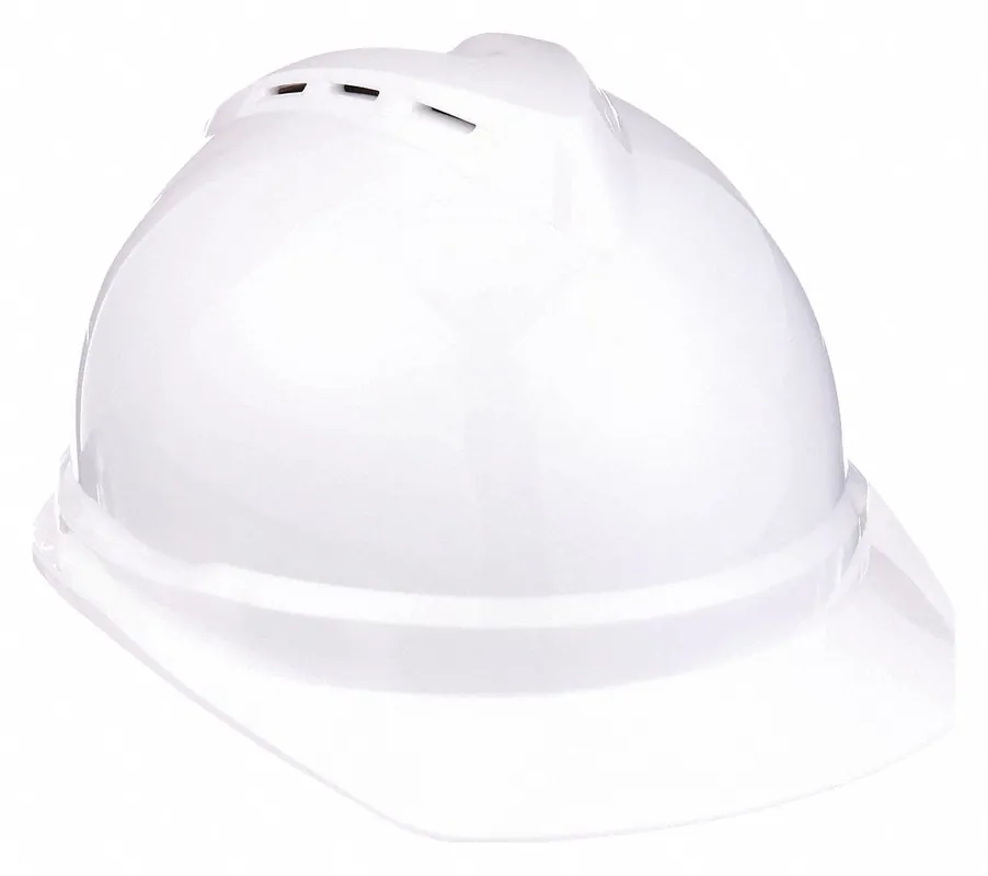 MSA 10034027 V-Gard 500 Hard Hat, White, Ratchet (6-Point), Polyethylene, Type 1 Class C
