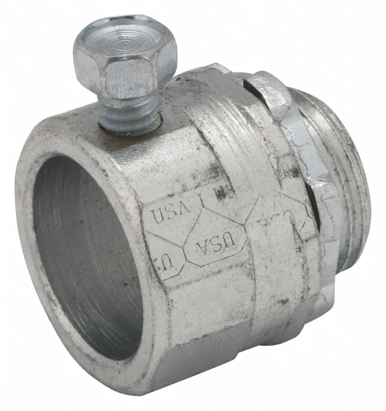 Raco 3003 Rigid Set Screw Connector, Steel, 3/4 in Trade Size, 1-1/4 in Overall Lg, Zinc Plated, Male NPS, UL Listed