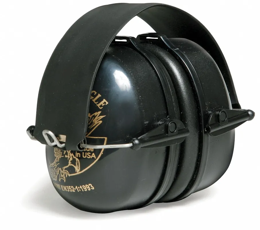 Tasco 100-02953 Golden Eagle Earmuffs, Over-the-Head, 27 dB NRR, Passive, Foldable, PVC, Black