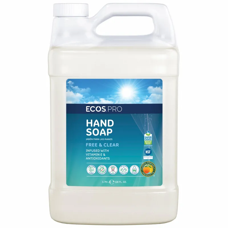 ECOS Pro PL9663/04 Liquid Hand Soap, Free & Clear, Fragrance Free, 1 gal Jug, Biodegradable, ECOS Series, 4 PK