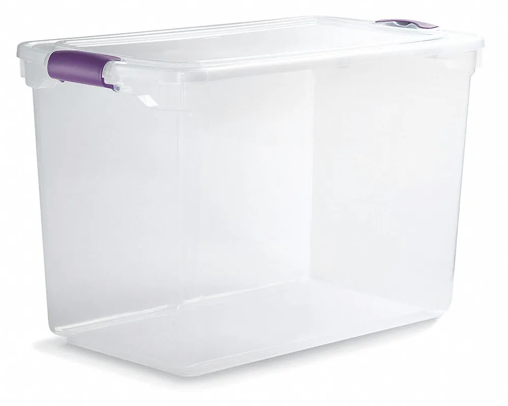 Homz 3450GRPRCL.06 Stackable Storage Tote with Lid, 28 gal, 28-3/4 x 16 x 18-1/4 in, Clear, Polypropylene