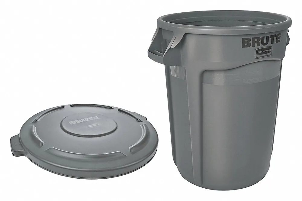 Rubbermaid Commercial Products FG263200GRAY Trash Can, Round, 32 gal, 22 in Dia, 22 in H, Gray