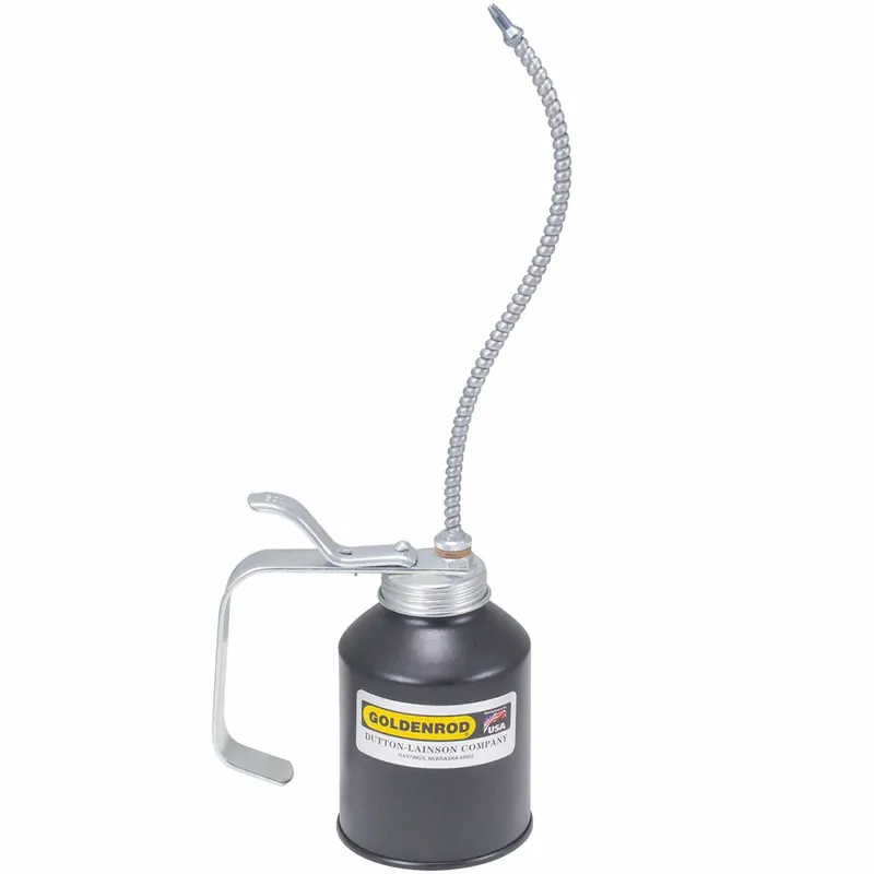Goldenrod 707 Oiler, Lever Operator, 12 fl oz, Flex 8 in Spout, 4-1/2 in Can Ht, Steel