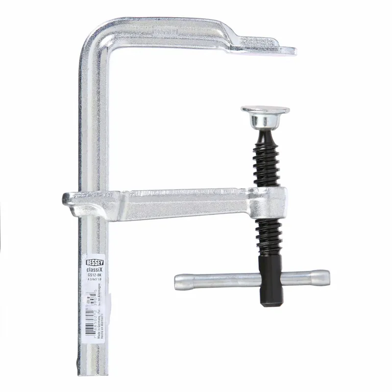 Bessey GS12-8K Bar Clamp, F-Style, ClassiX Standard Pad, Light Duty, 4 in Jaw Opening, 550 lb Clamping Force, Sliding T Handle