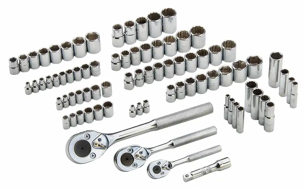 Proto J47181 Socket Wrench Set, 1/4 in, 3/8 in, 1/2 in Drive, 81 Piece, 12-Point/6-Point, Metric/SAE