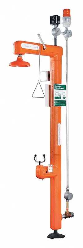 Guardian Equipment GFR3117 Safety Shower with Eyewash, Floor Mount, Hazardous Location Class I/Division 2, Alarm, Freeze-Resistant, 114 in H
