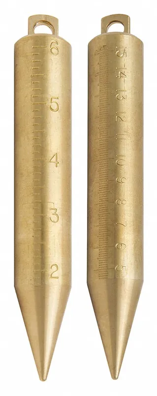 U.S. Tape 58888 Plumb Bob, 20 oz, Brass, Round, 6 in H, Oil Gauging
