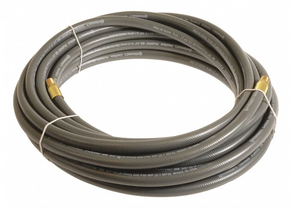 Continental PLG03830-50-13 Air Hose, 3/8 in ID, 50 ft, Gray, 300 psi, PVC, Coupled Assembly
