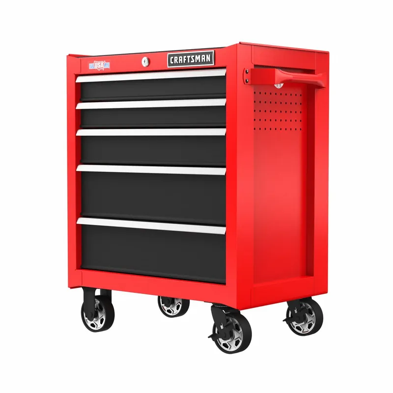 Craftsman CMST98264RB S2000 Rolling Tool Cabinet, 5 Drawer, 26x18x34 in, Black/Red, Steel, Light Duty