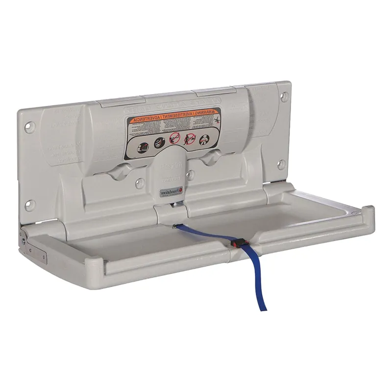 Foundations 100-EH-BP Baby Changing Station, Plastic, Gray, Flush Mount Horizontal, 34-1/4 x 15-3/8 x 4 in, 250 lb Capacity, ADA
