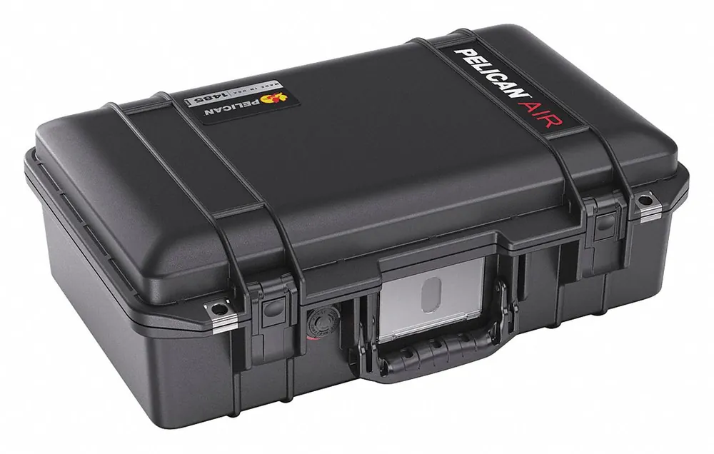 Pelican 1485AIRNF Protective Case, 17-3/4 x 10-1/4 x 6-1/8 in Inside, IP67, Black, No Foam, Double Throw Latches
