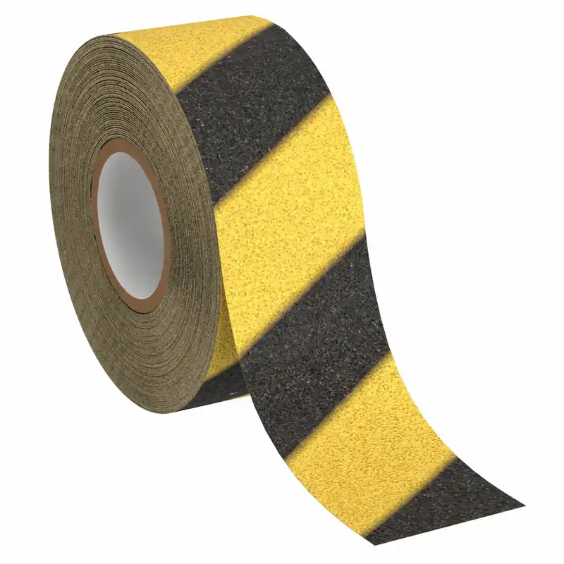 Wooster Flex-Tred MYBS0360R Anti-Slip Tape, Heavy Traffic, 3 in x 60 ft, Black/Yellow Striped, 46 Grit, ADA/NFPA/OSHA