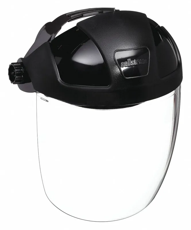 Sellstrom S32010 Ratchet Face Shield Assembly, Clear Polycarbonate Visor, Anti-Fog, Black Nylon Headgear, DP4 Series