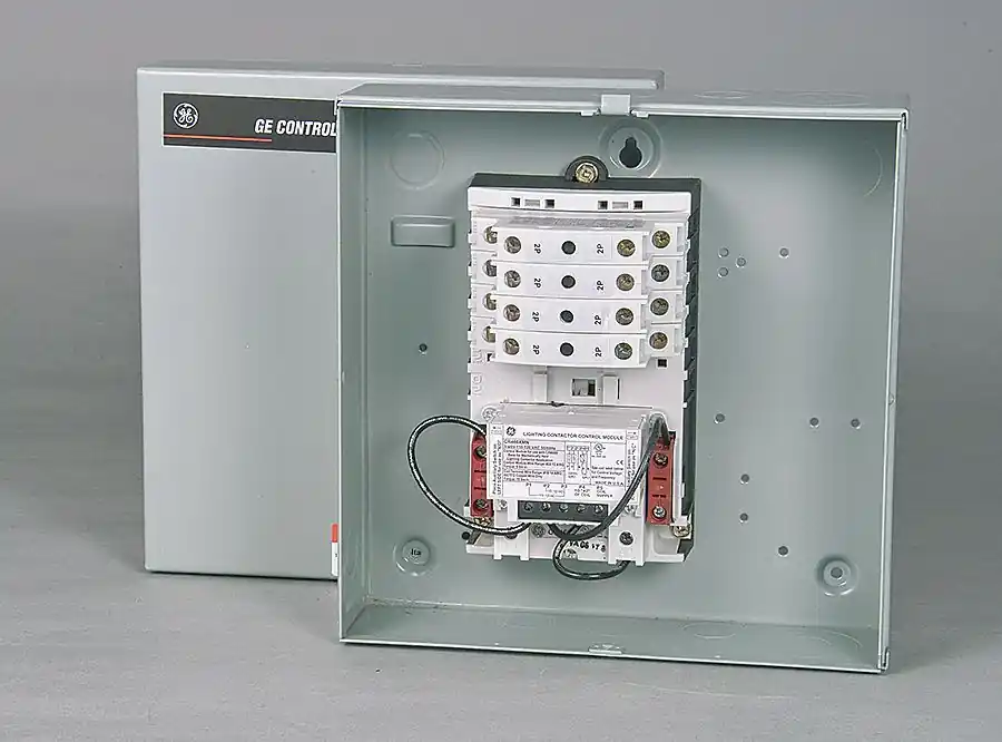 GE CR463M80NJA10A0 Lighting Magnetic Contactor, 8 Poles, 120V AC Coil, Mechanically Held, NEMA 1, 30A, CR460 Series