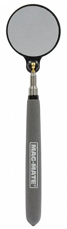 Mag-Mate IMS123 Telescoping Inspection Mirror, 2-1/4 in Dia Round, Stainless Steel, 7-36 in Length, Foam Handle, 180° Swivel