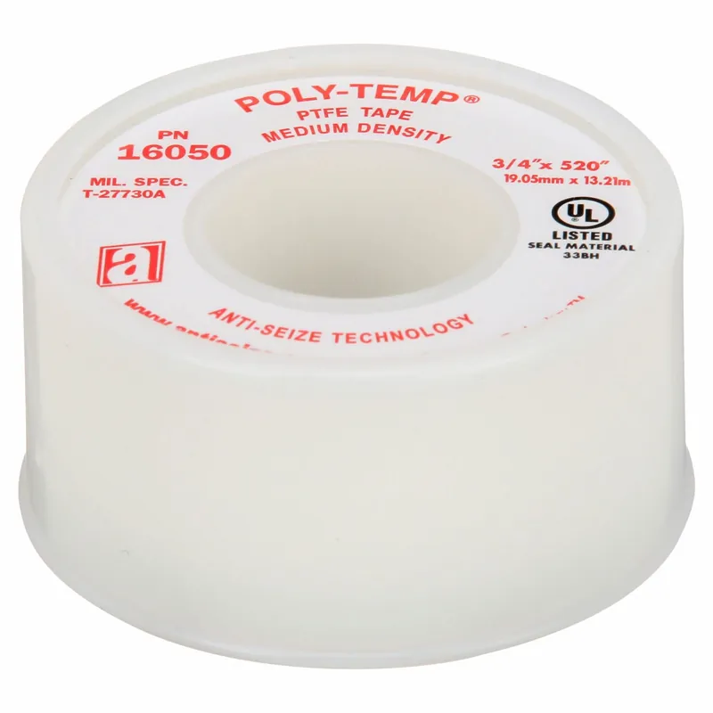 Anti-Seize Technology 16050A POLY-TEMP MD Thread Sealant Tape, PTFE, 3/4 in W x 43 ft L, White