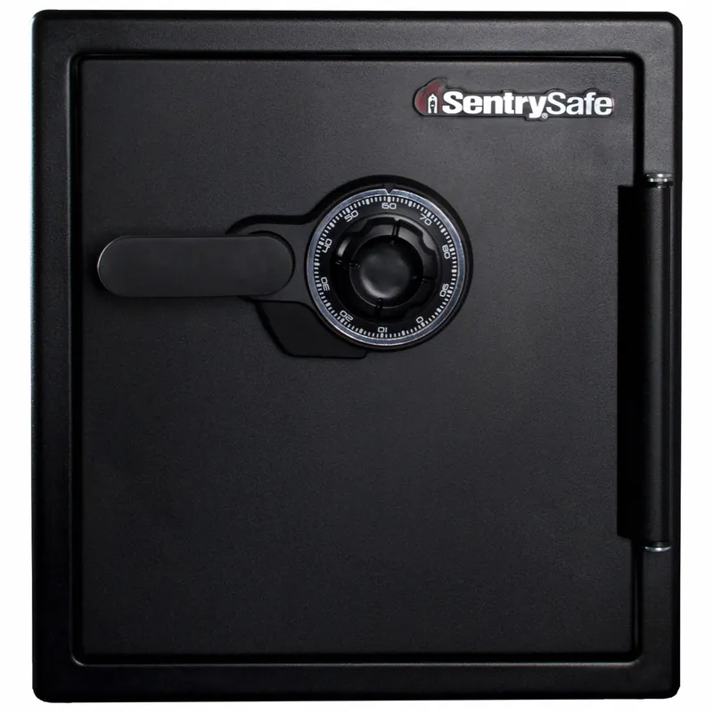 Sentry Safe SFW123CS Fire-Rated Security Safe, 1.23 cu ft, 90 lb, 1 hr Fire Rating, Mechanical Combo Lock, Steel, Black