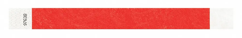 Identiplus T2-03 ID Wristband, Tyvek, 1 in W x 10 in L, Red, Adhesive, Blank, 500 PK