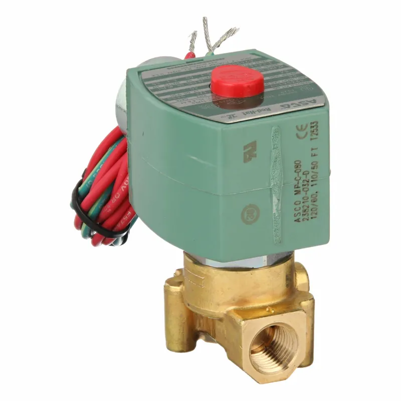Redhat (ASCO) 8262H013V High-Flow Solenoid Valve, 2-Way 2-Position Normally Closed, 1/4 in NPT, Brass Body, FKM Seal, 120 V AC, 6.1 W, Direct Acting