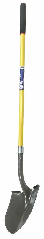 Ability One 5120-01-611-8059 Round Point Shovel, Steel Blade, 14 ga, Straight Fiberglass Handle, 48 in