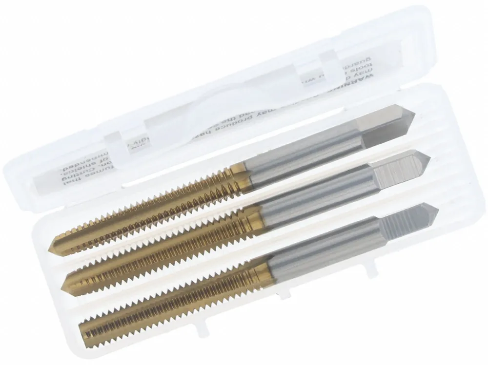 Chicago-Latrobe 343506 Hand Tap Kit, M4 x 0.7 Metric, 3-Piece (Bottoming/Plug/Taper), TiN HSS, 4-Flute