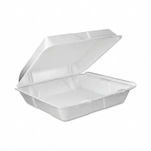 Dart 90HTPF1VR Performer Hinged-Lid Foam Carry-Out Food Container, 9 oz, White, 9 x 9-3/8 x 3 in, 200/PK