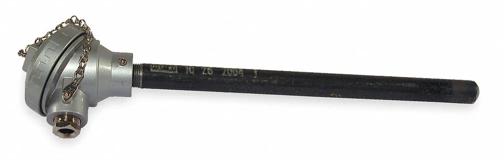Tempco TCS00017 Heavy Duty Thermocouple, Type K, 32 to 2300 F, 24 in Probe Length, 0.84 in Probe Dia, Inconel Sheath, 1/2 in MNPT