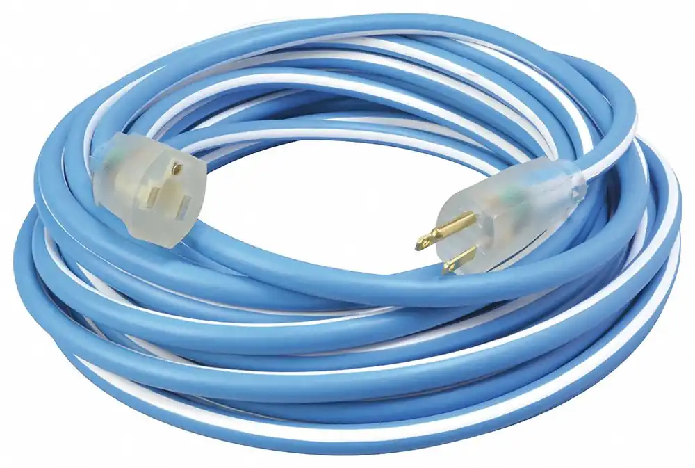 Southwire 1637SW0061 SJEOW Extension Cord, 12 AWG, 12/3, 25 ft, Outdoor, Blue/White, 5-15P/5-15R, 15A