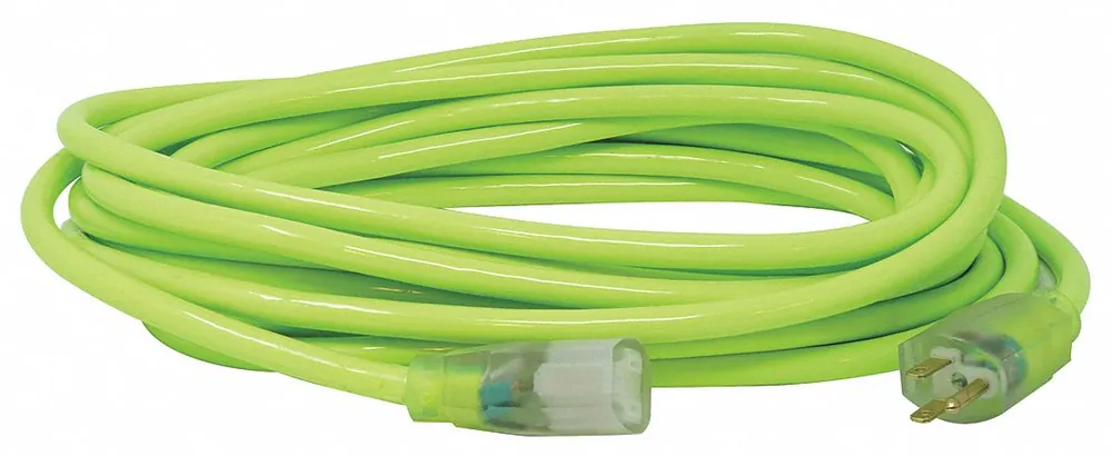 Southwire 2577SW000X SJTW Extension Cord, 12 AWG, 12/3, 25 ft, Outdoor, Green, 5-15P/5-15R, 15A
