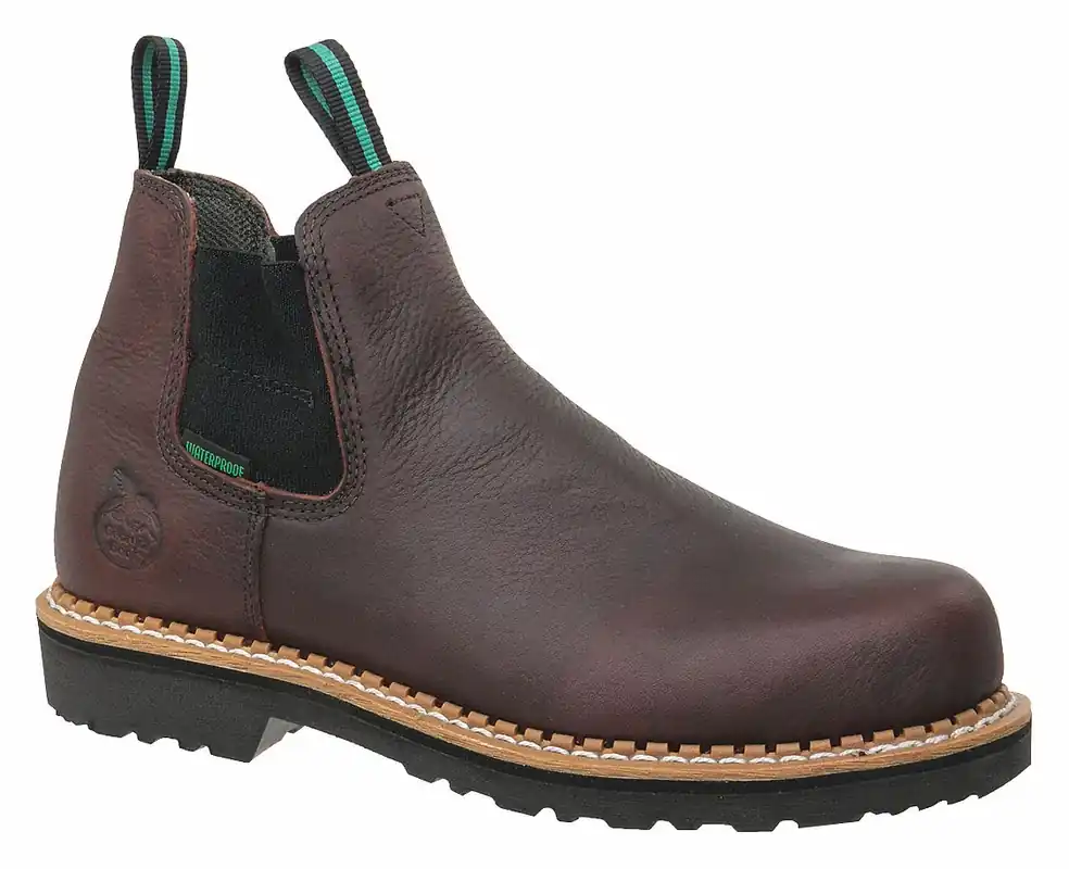 Georgia Boot GR530 Men‘s Chelsea Work Boot, Size 8 M, Soggy Brown, Steel Toe, Waterproof, EH, 5 in H