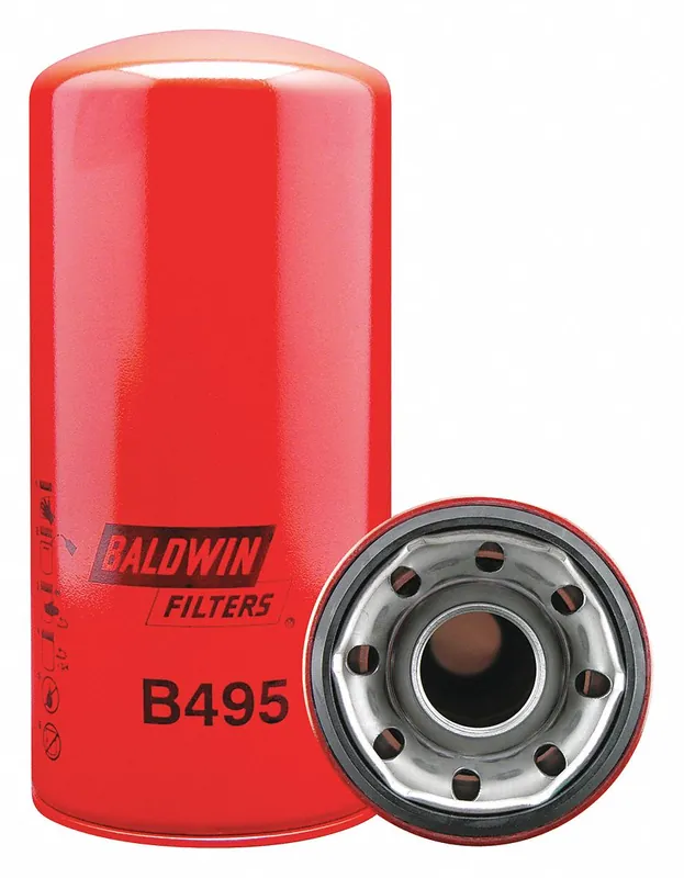 Baldwin Filters B495 Spin-On Oil Filter, 1-5/8"-12 Thread, 4-11/16 in OD, 9-15/16 in Height, Diesel Engines