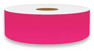 VnM Signmaker FLUPK-3254 Continuous Label Stock, 1 in x 75 ft, Vinyl, Fluorescent Pink, Glow-in-the-Dark, Indoor, Thermal Transfer
